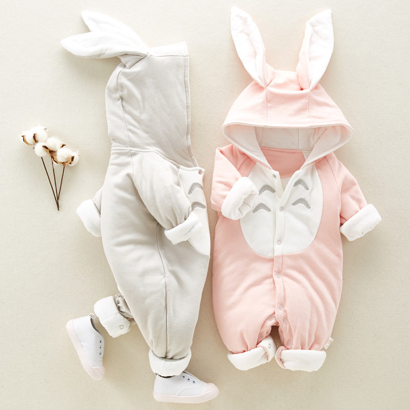 Cotton padded baby romper.